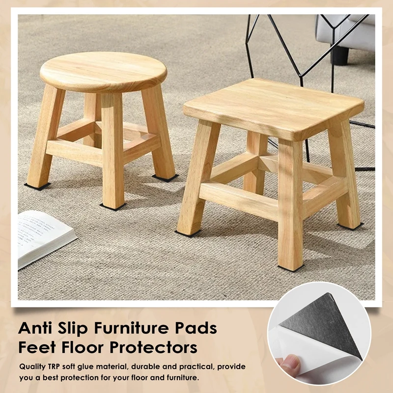 New 2 Tablets Anti Slip Furniture Pads Self Adhesive Non Slip Thickened Rubber Feet Floor Protectors For Chair Sofa