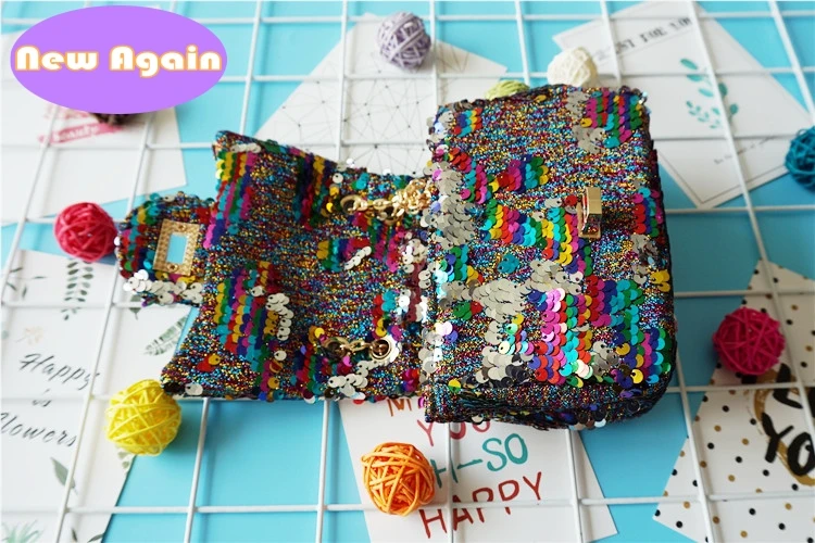 Child's super shiny shoulder bags Girls messenger bag Toddlers Little Money bag Kid's Sequin crossbody Bags Coin wallets NAB065