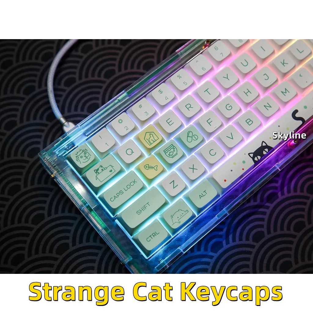 Cat Theme -135 Key XDA Standard Opaque Mechanical keycap Support Most Keyboards PBT Material (61-131 Keys)