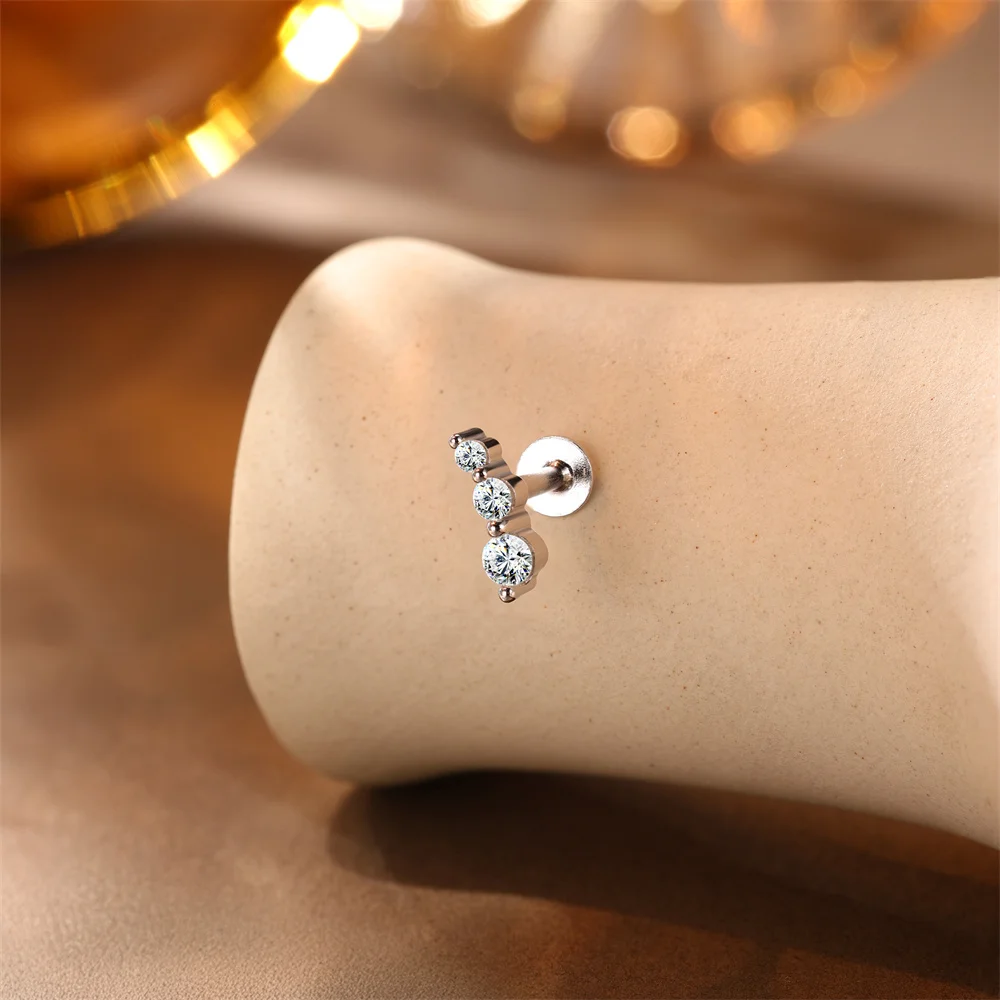 AIDE 925 Sterling Silber 1 STÜCK Mini Moissanit Vier-Klauen Schraube Ohrstecker Casual Design DIY INS Ohrstecker für Dame Schmuck – Detail 39