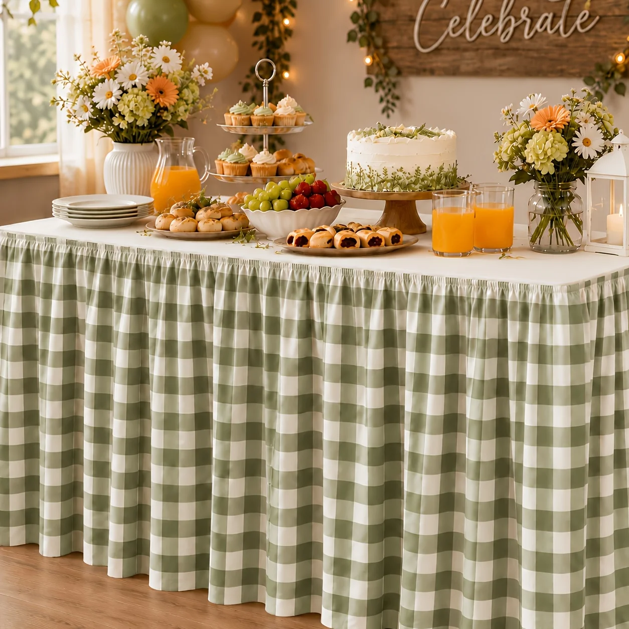 Suitable for rural-style parties, classroom decoration, table and display table settings, simple long table skirts
