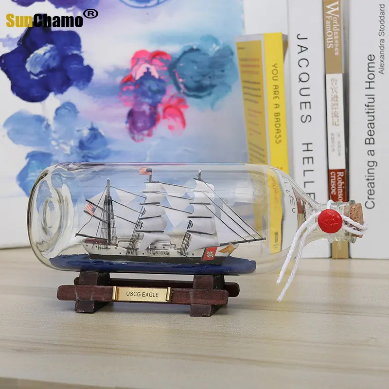 

Sunchamo Boat In A Bottle Drifting Mini Sailing Boats Craft Model Mediterranean Children's Home Living Room Decoration Decore