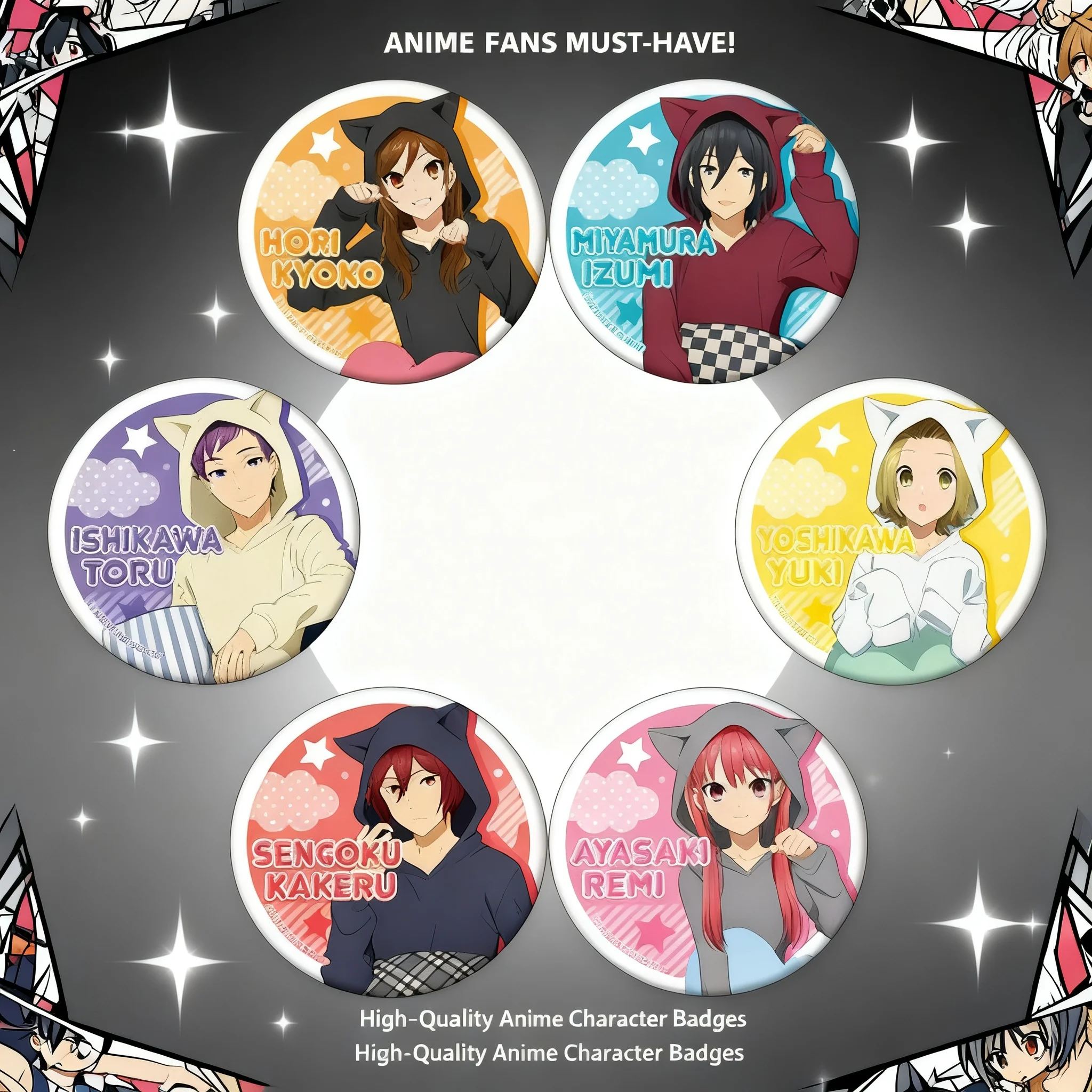 Coleção de Pins de Metal de Anime Horimiya: Hori Miyamura, Yoshikawa Yuki, Sengoku Shota, Remi - Presente para Otakus e Fãs de Arte