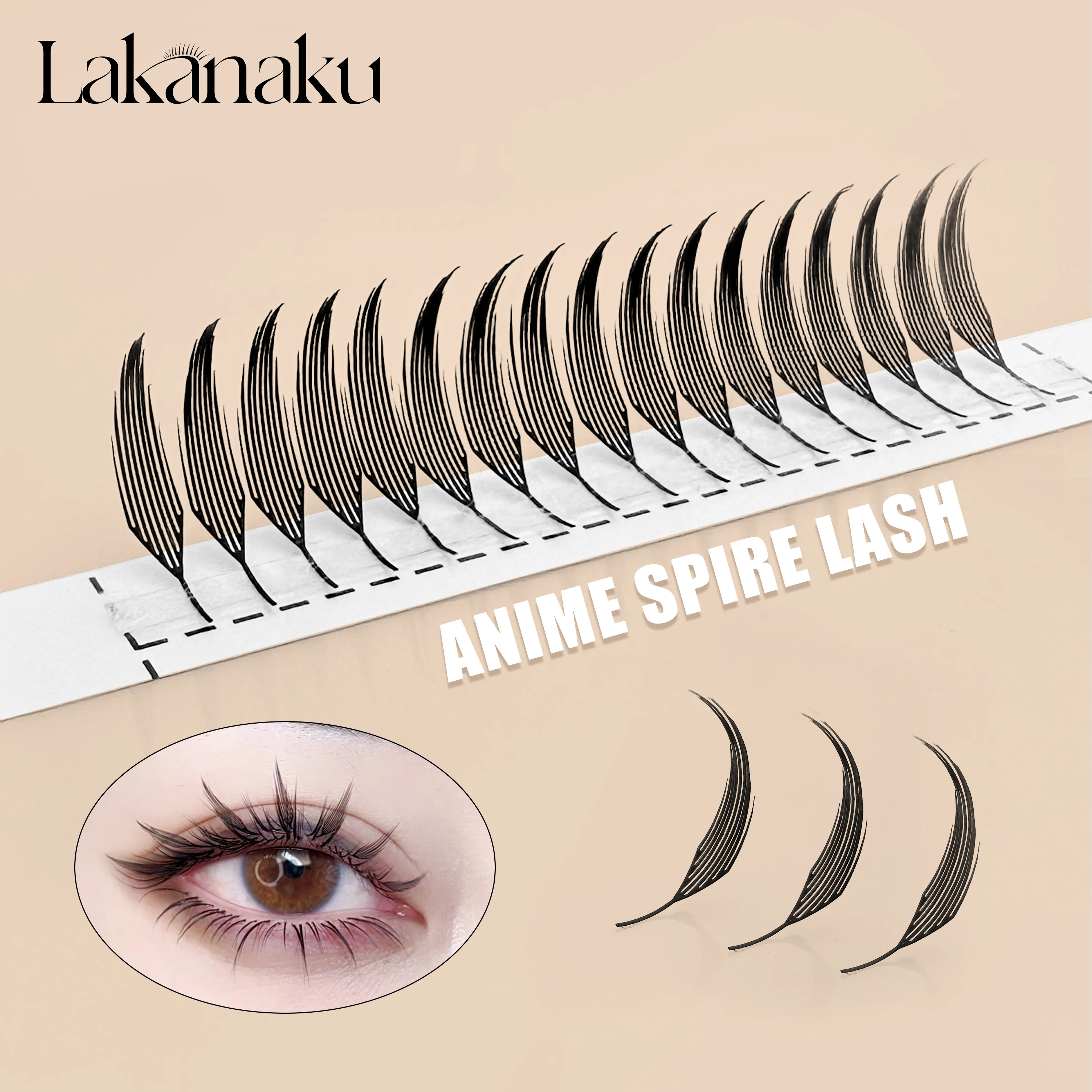 

LAKANAKU Cashmere Feather Individual Eyelash Extensions C CC D Curl Comic Spire Premium Mink Lashes Extensions