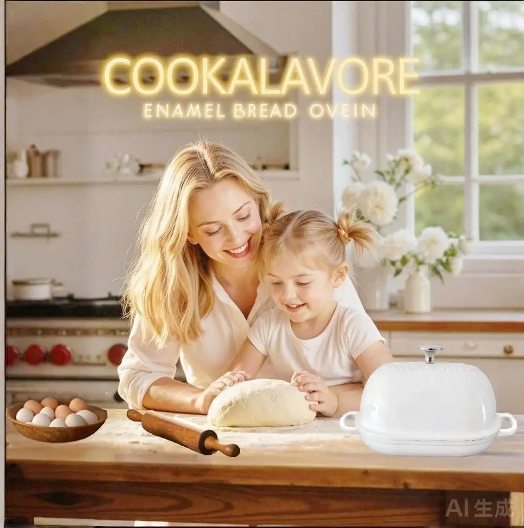 Cast Iron Dutch Oven,6 QT Bread Oven,Thick Enameled Loaf Pan with Lid,Bread Pans for Homemade Bread,14.5"Dutch Oven for Bread Ba