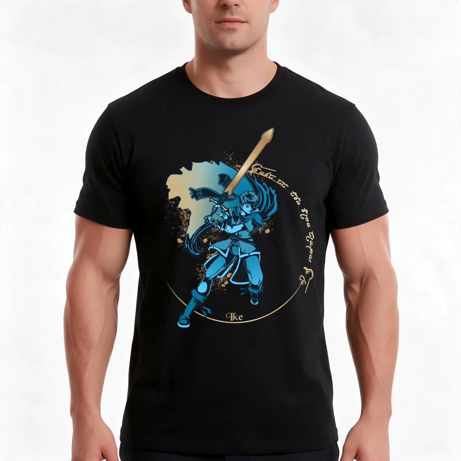 Hero of the Blue Flame, Ike T-Shirt, Summer Casual Cotton Tee, Oversized Streetwear Tops, Vintage Graphic Print, 100% Cotton