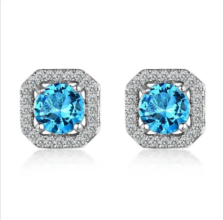 

Fashion jewelry 925 silver middle ancient Hollow Carved Earrings Crystal from Austrian New Woman name earrings Twins micro set