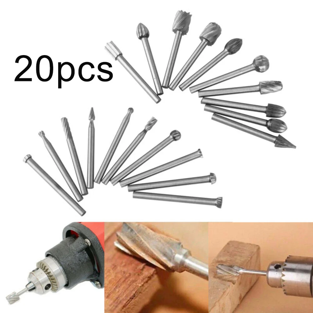 Metal Carving burrs Reaming Rotary Silver Carving Drill Bits Engraving Grooving Supplies Woodworking 1/8