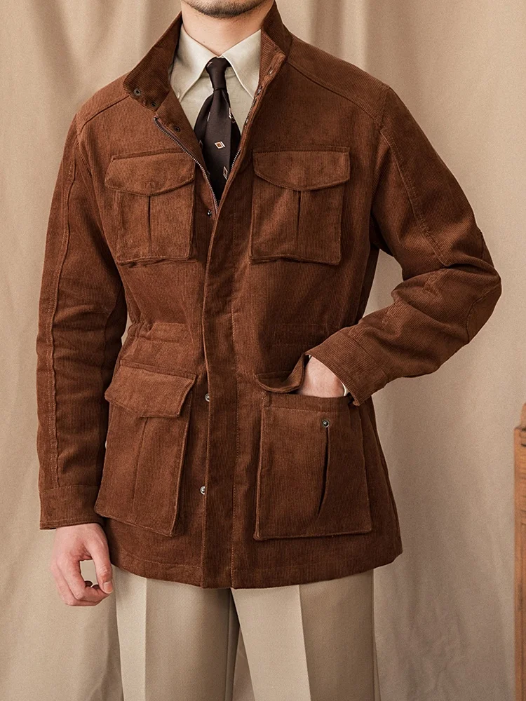 

Мистер. Мужская вельветовая куртка-поло Deer Tee для охоты, повседневная, ветрозащитная, со воротником-стойкой, средней длины, модная, для осени и зимы...