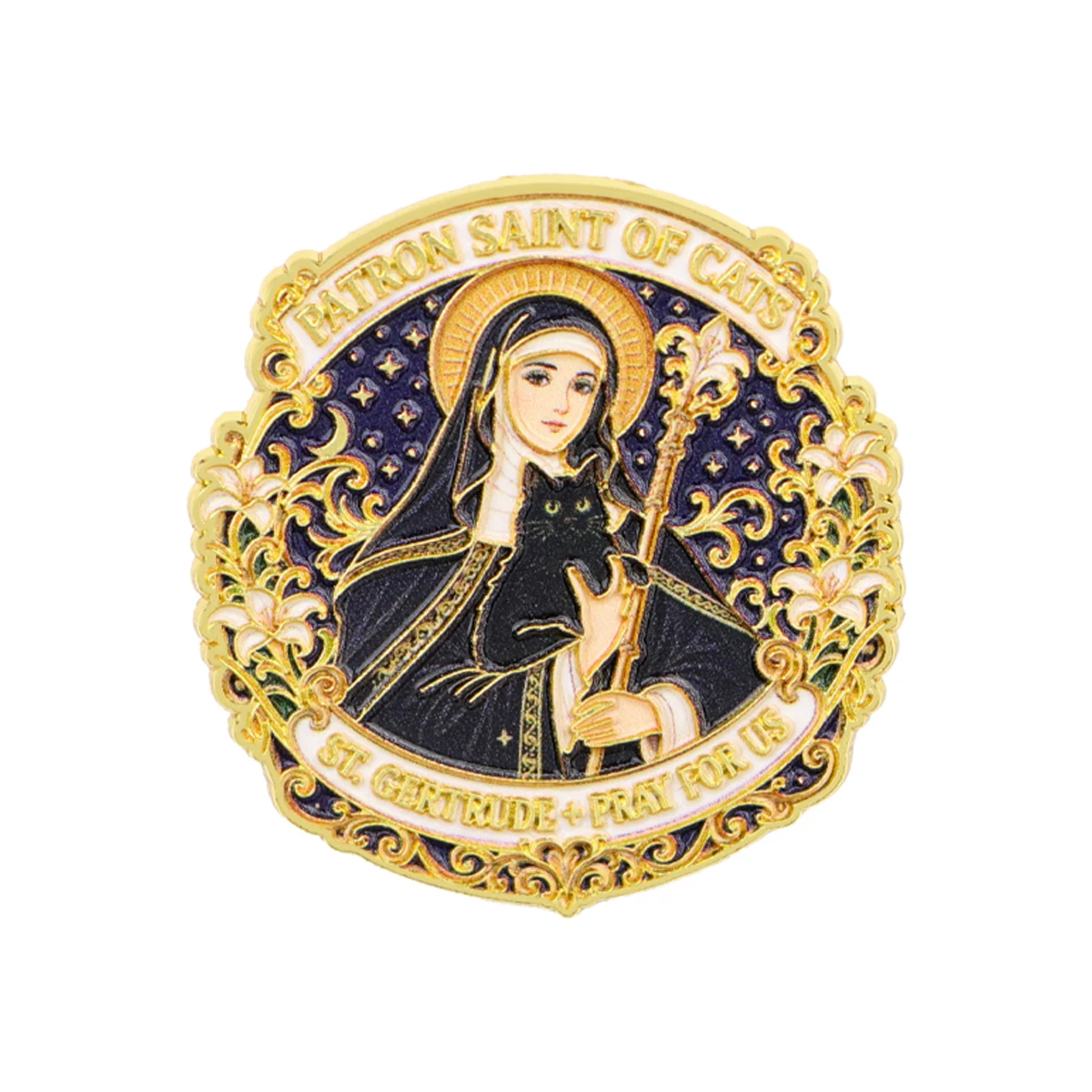 PATRON SAINT OF CATS Enamel Pin Virgin Mary Brooch Lapel Pins Badge on Backpack Fashion Jewelry Friends Gifts