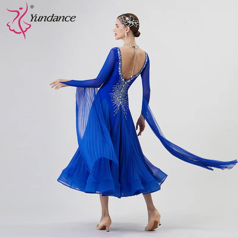 B-22207 مخصص جديد القياسية الدولية قاعة الرقص فستان جودة عالية لؤلؤة الحرير قاعة الرقص فساتين للبيع #2