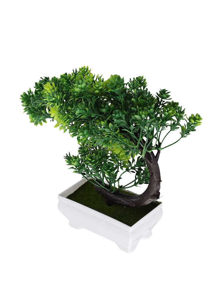 Simulation Bonsai Potted Plant Plastic Fake Flower Greenery Ornament For Home Garden Desk Table Decor No Maintenance 19cm