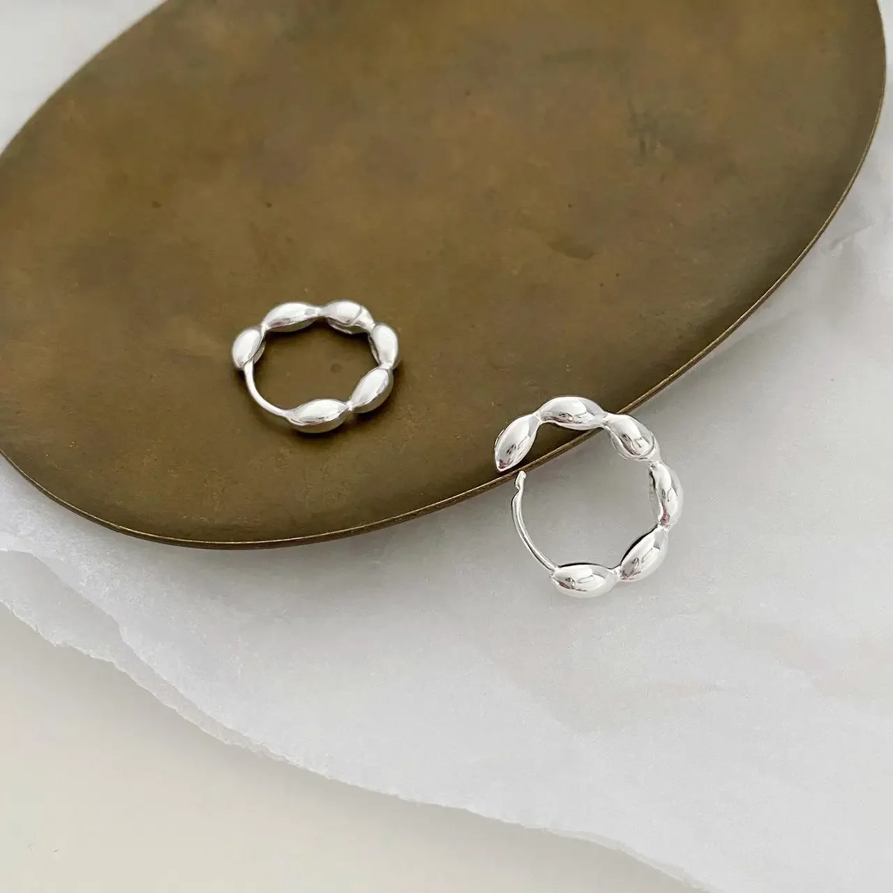 925 Sterling Silver hoop Earrings Temperament Simple Inlaid for Women Wedding Jewelry Accessories