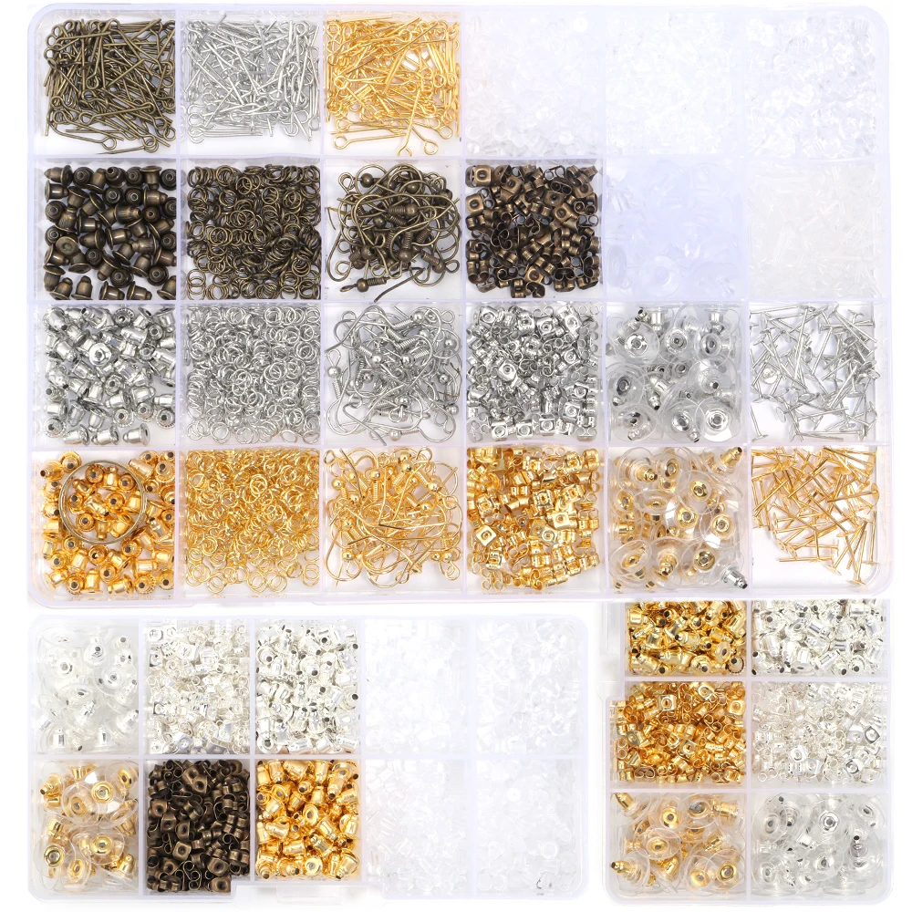 10/24Grids Boxed Soft Silicone Rubber Earring Back Stoppers for Stud DIY Earring Accessories Multi-Style Ear Blockage Sets