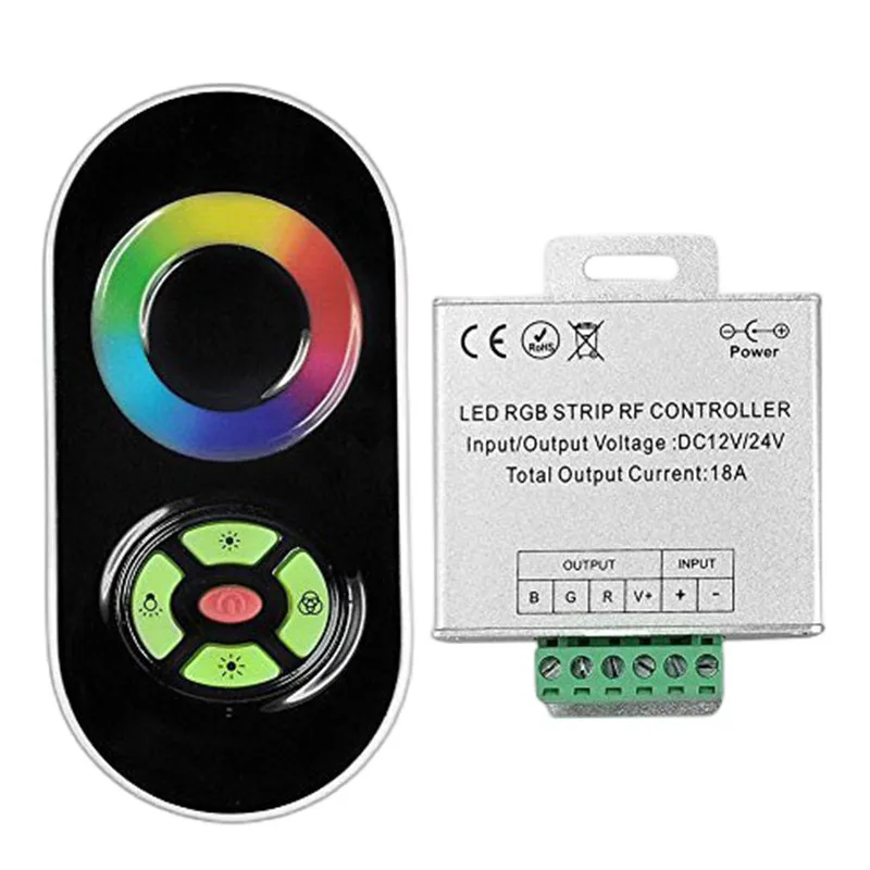 DC12V-24V 18A Rgb Controller Draadloze Rf Touch Panel Dimmer Rgb Remote 5key Controller Voor 3528 5050 Rgb Led Strip Licht