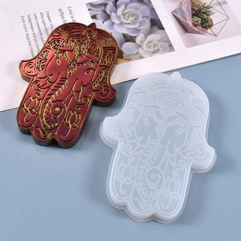 Silicone Soap Molds Coaster Mold Hands of Fatima Mascot for DIY Soap Making Hamsa Hand Candlestick Silicone Resin Molds Decor