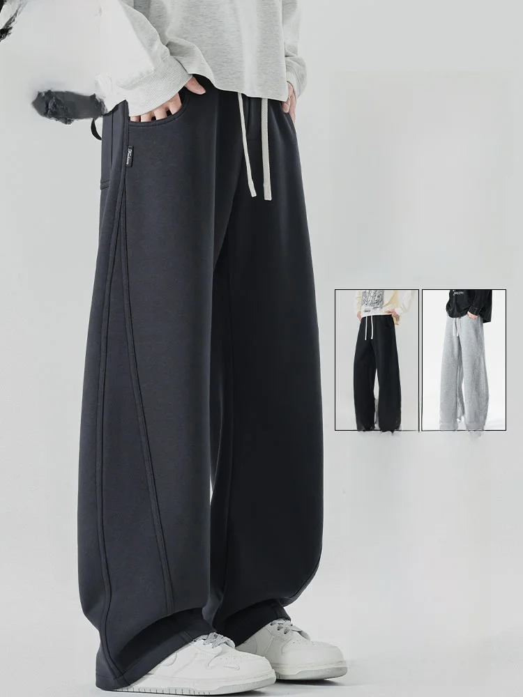 

Американские утепленные брюки с широкими штанинами на флисовой подкладке, свободные прямые повседневные брюки для мужчин, осенне-зимние, теплые, комфортные