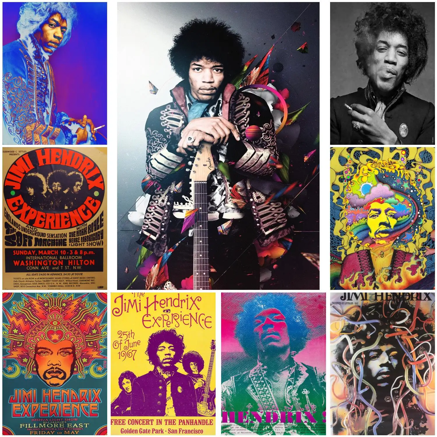 Jimi Hendrix Live on Stage  Poster Decorative Painting Canvas Poster Gift Wall Art Living Room Posters Bedroom Painting