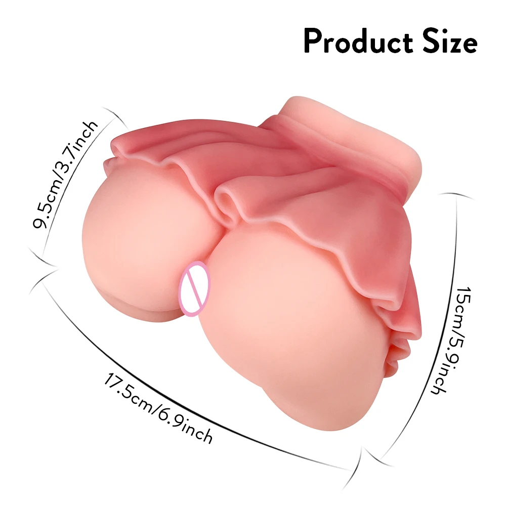 3D Simulation Vagina Anal Mini Silicone Sexy Ass Butt Double Channel Adult Goods Male Masturbator Erotic Sex Toy for Men 18+