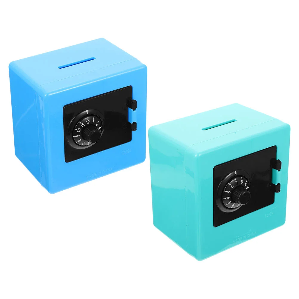2 Pcs 's Safe Cash Container Coin Counting Bank Mini for Savings Real Money