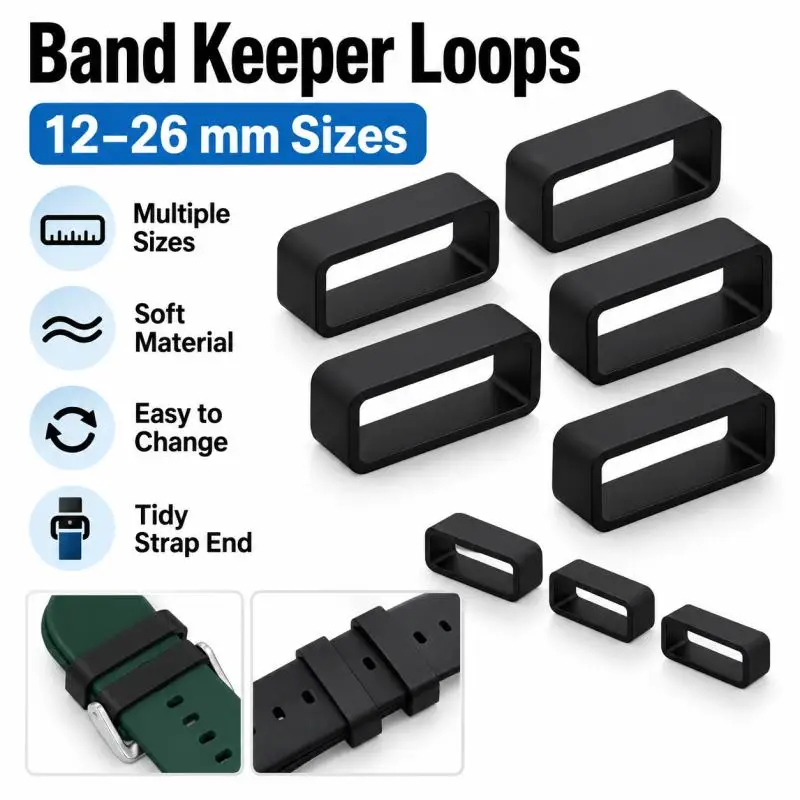 5~50Pcs 12-26mm Watchband Rings Soft Silicone Strap Keeper Anti-Slip Holder Retainer Loop Watch Band Replacement Parts