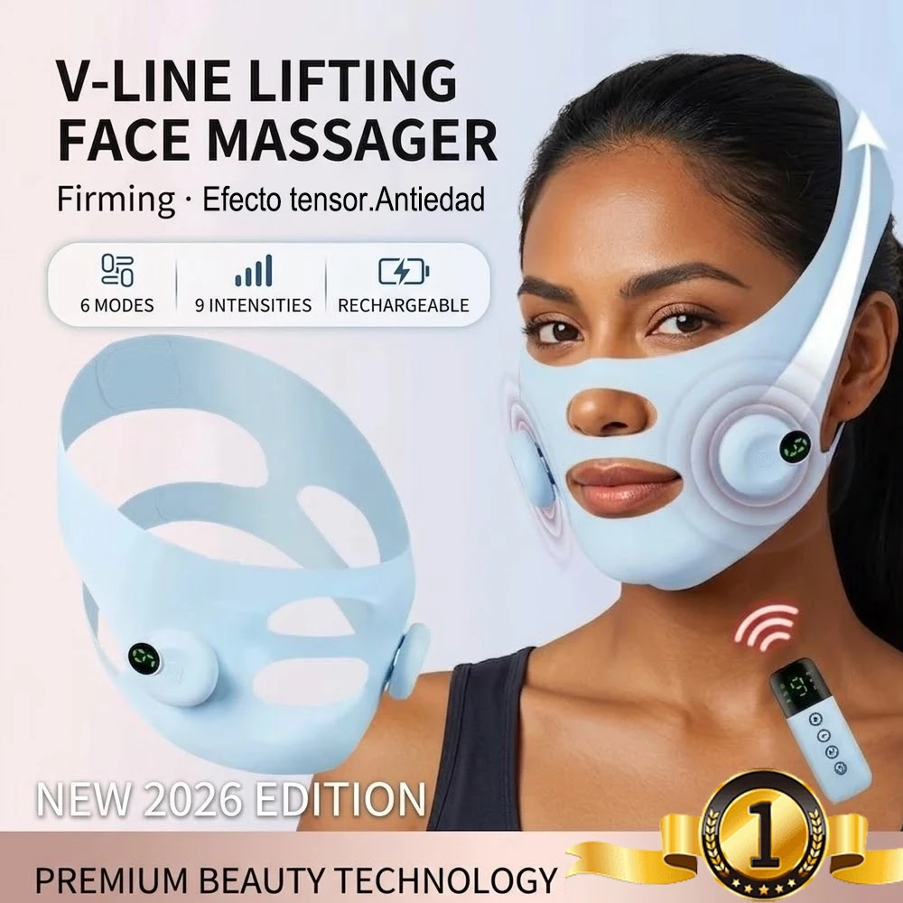 EMS V Line Face Lifting Device Electric Facial Massager Smart Pulse Double Chin Remover Slimming Strap Mask with Remote Control