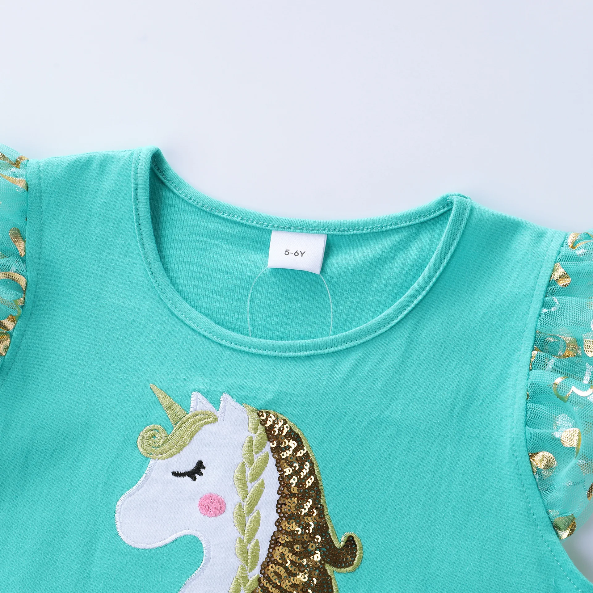Einhorn kleid für Mädchen: neues ärmelloses besticktes Party kleid für Kinder im Frühjahr/Sommer sh1696 – Detail 21