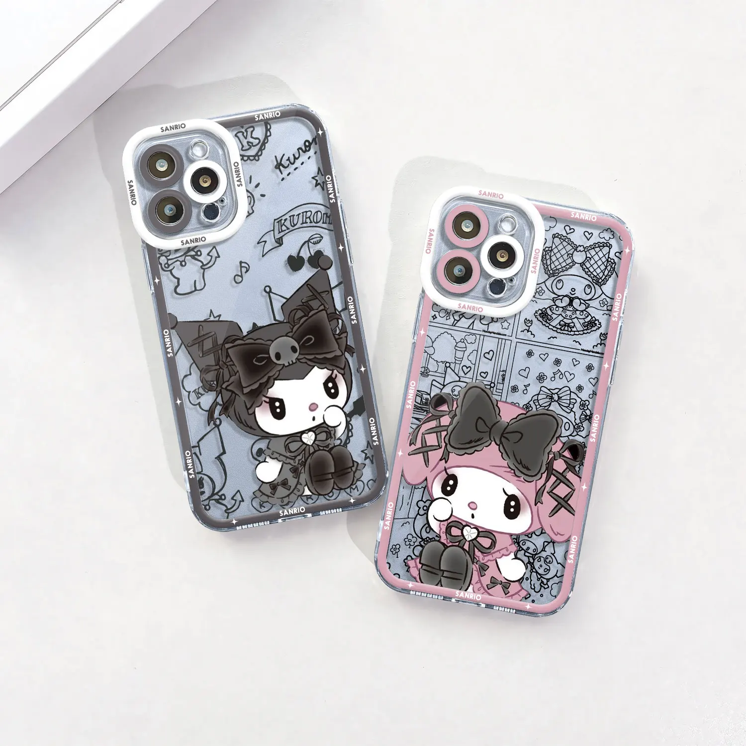 Hello Kitty Kuromi Melody Clear Case For Samsung Galaxy A54 A14 A53 A34 A52 A12 A13 5G A25 A33 A23 A51 A71 A21s A32 4G Fundas