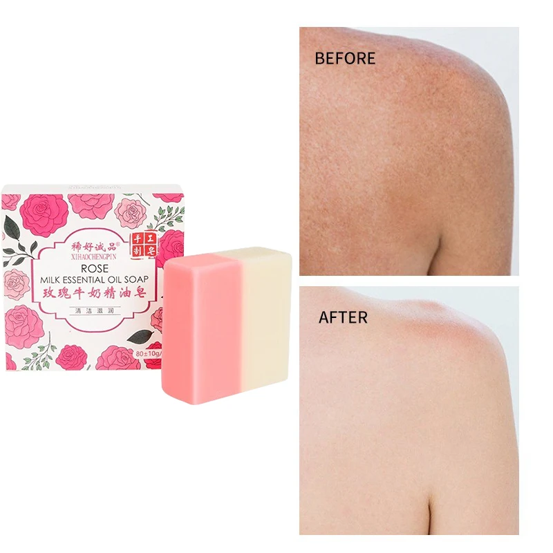 صابون حليب الورد بلونين، زيت طبيعي نباتي، صابون حمام مصنوع يدويًا، تنظيف لطيف، منتج تنظيف البشرة الناعمة