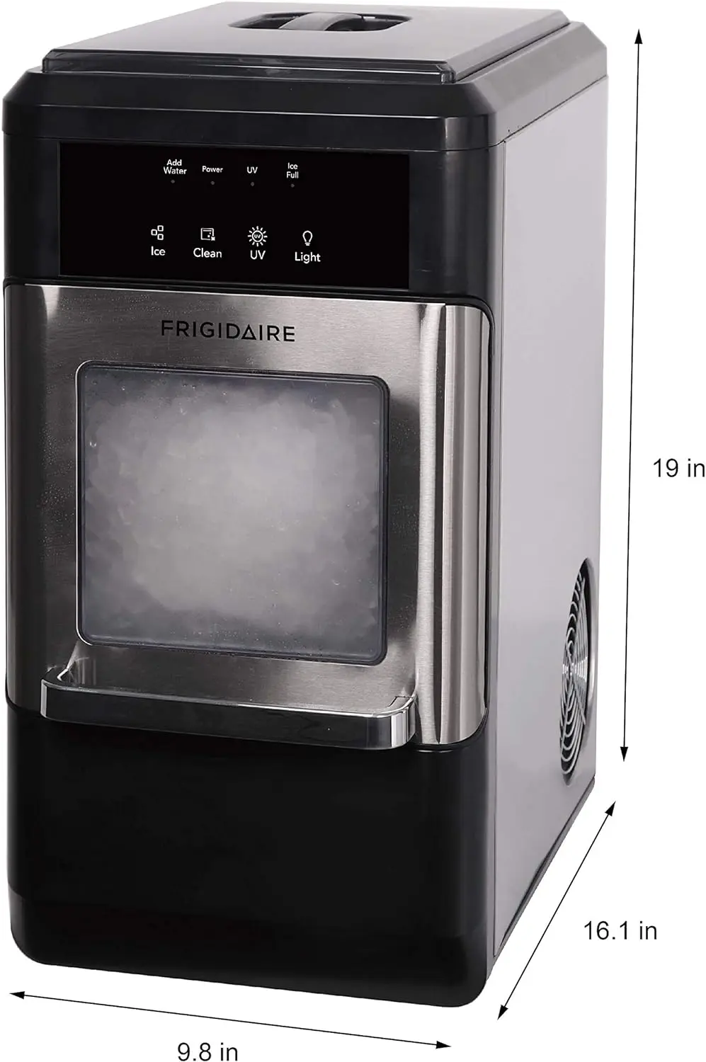 Frigidaire EFIC235-AMZ macchina per il ghiaccio masticabile croccante da appoggio, 44 libbre al giorno, funzione autopulente