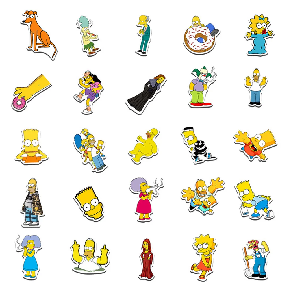 10/30/50PCS Simpson Family Cartoon Anime Comedy Stickers DIY Guitar Laptop Luggage Skateboard Graffiti Decals Fun for Kid Toys