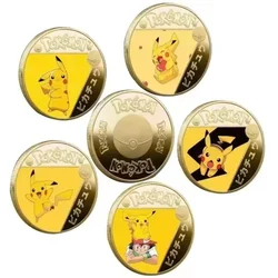 New Gold Pokemon Coin Metal Set Mewtwo Pikachu Anime Card Pikachu Commemorative Medallion Collectible Pokeball Christmas Gift