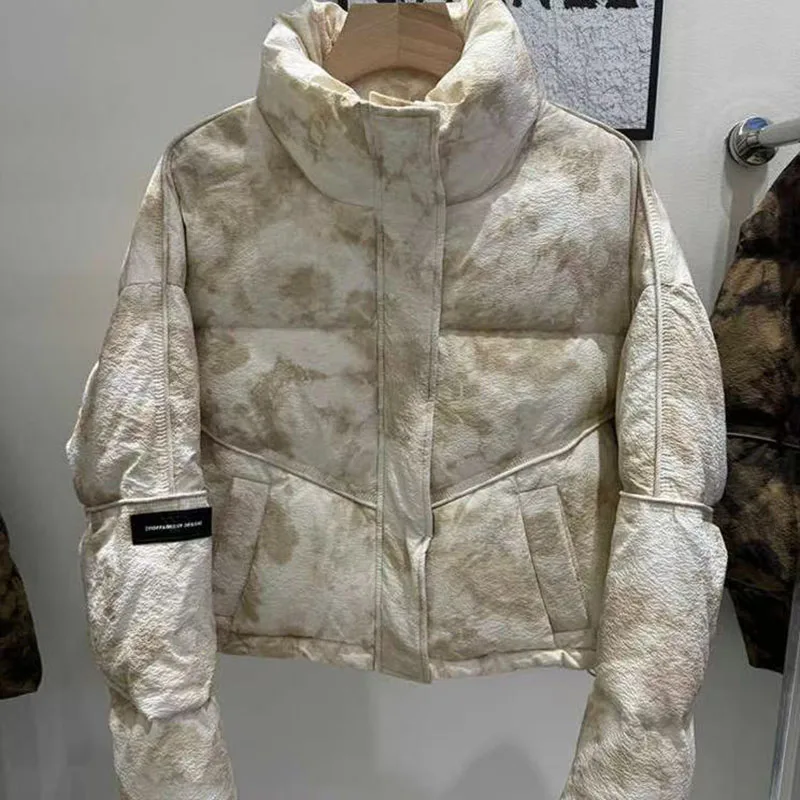 2026 جديد قصير الوقوف طوق أسفل سترة للنساء الشتاء فضفاض رشاقته الخبز معطف الأبيض بطة أسفل السترات قصيرة السيدات بلايز #1