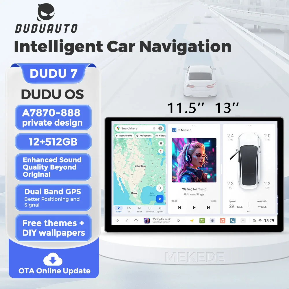 DUDUAUTO DUDU5 DUDU6 DUDU7 UIS7870 A7808 12G+512GB Car Navi Multimedia Player 11.5/13inch universal For Toyota Hyundai Kia Honda