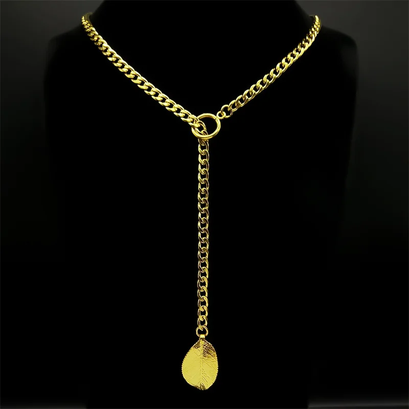 Quadratische O-Ring-Kette für Damen und Herren, Punk-Rock-Halskette, Edelstahl, herzförmige lange Halsketten, verstellbare Y-Halskette, Schmuck – Detail 6