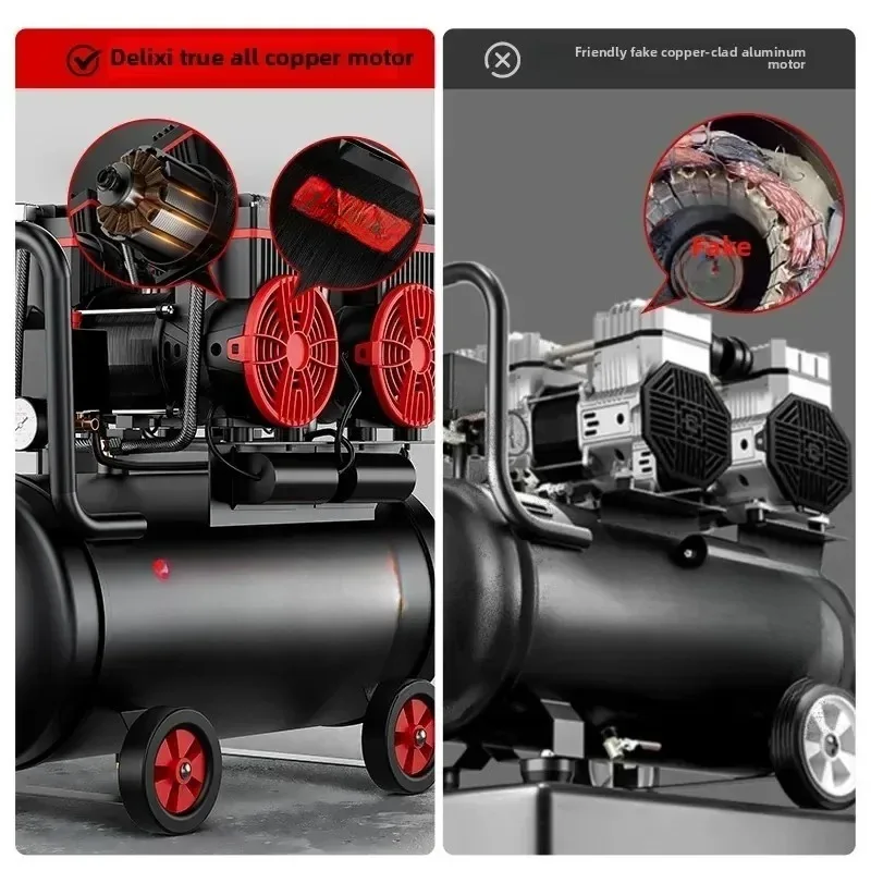 220V Portable Silent Oil-Free Small Industrial Air Compressor Air Pump Mini Quiet DIY Workshop Household - view 3
