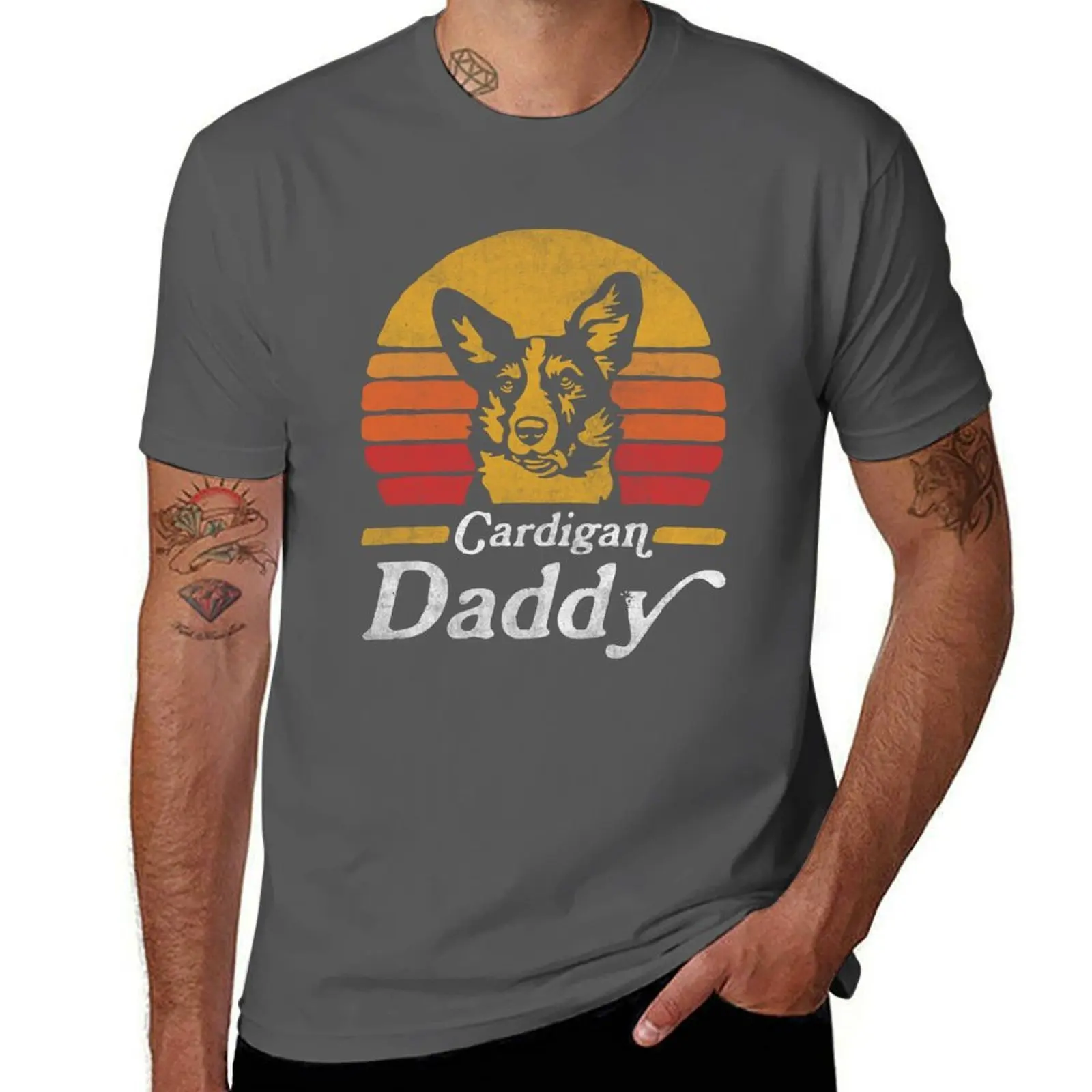 Welsh Retro Corgi Vintage Cardigan Daddy T-Shirt Holiday All Match T-Shirt