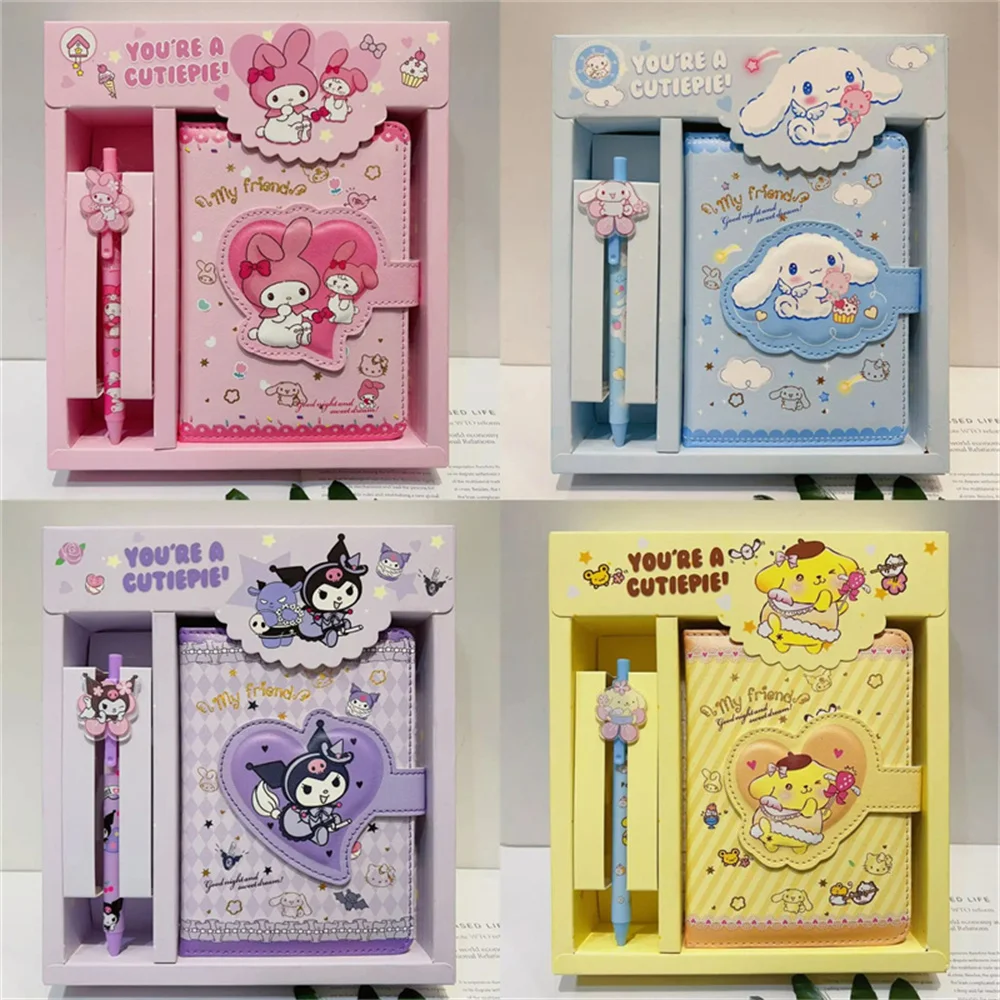 Sanrio Neutral Pen and Notebook Set Hello Kitty Cinnamoroll Kuromi PomPomPurin Melody Stationery Set Gift