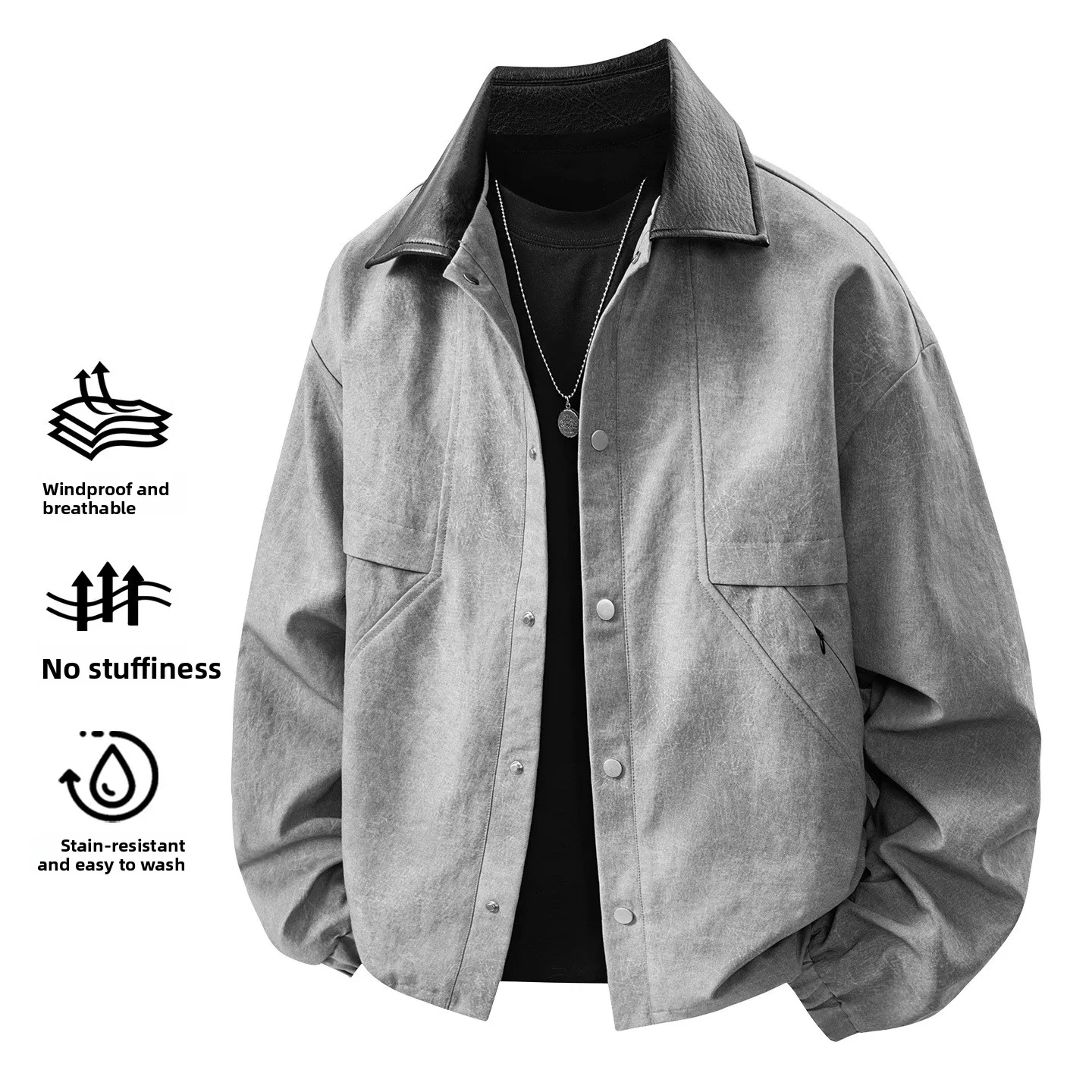

Large Size Men's Casual Jaet 2025 Spring Autumn New Sle Collared Workwear Retro Versatile Trendy Brand Loose Fit Coat