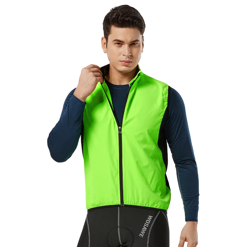 WOSAWE Men Cycling Vest Windproof Lightweight Windbreaker Reflective Gilet for Hiking Runing Fishing