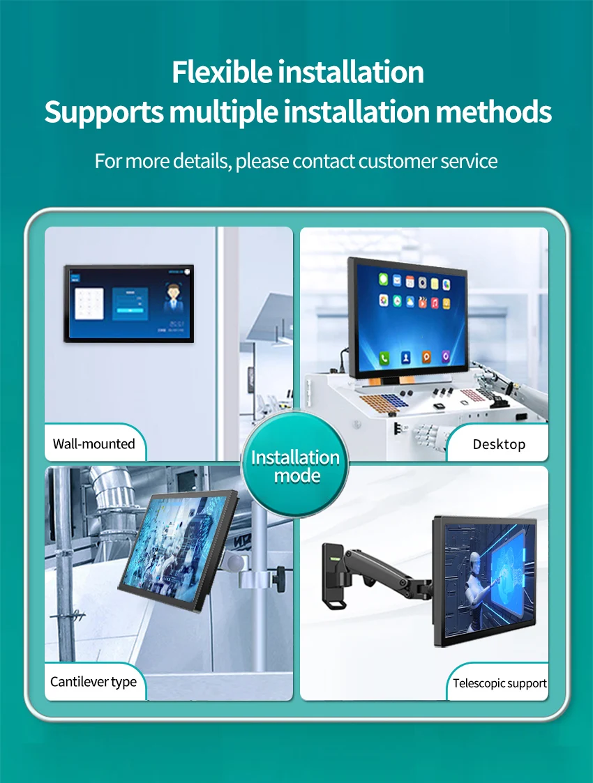 كمبيوتر لوحي صناعي الكل في واحد مقاس 13.3 بوصة يعمل باللمس مع حامل VESA متوافق مع نظام التشغيل Windows 10 أو 11