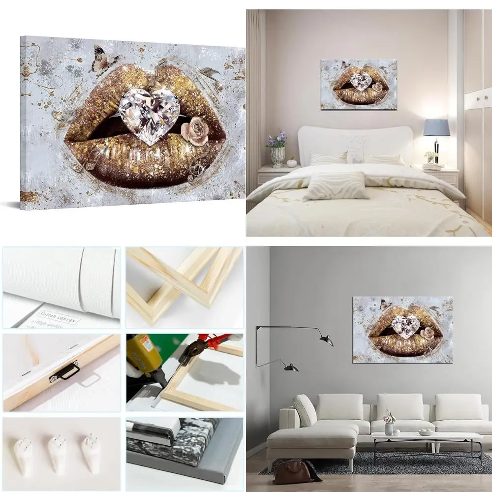 toile-d'art-elegante-a-levres-dorees-–-decoration-murale-chic-avec-cœur-et-diamant-pour-salle-de-maquillage