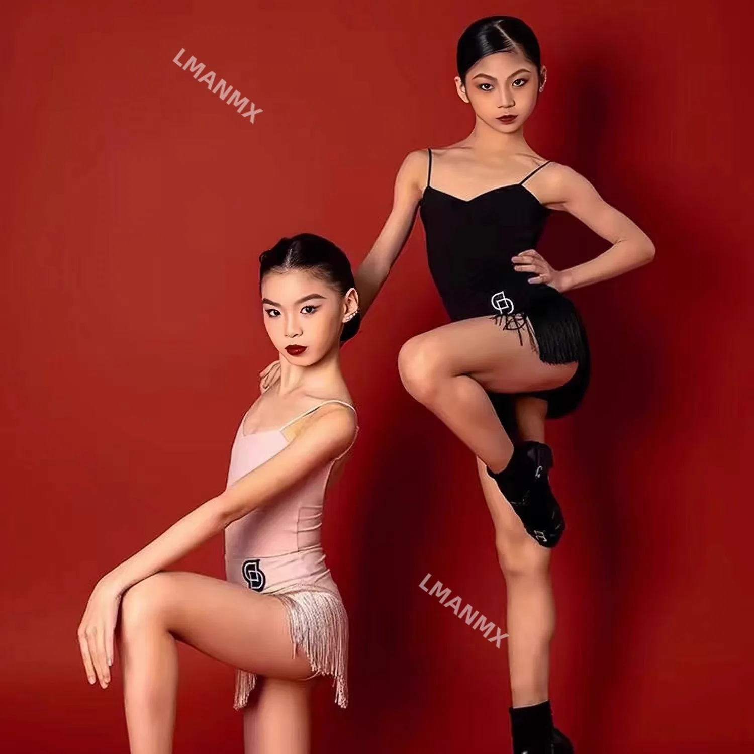 

Новое летнее платье для латинских танцев 2025, тренировочное платье на бретелях для девочек, комплект с юбкой с кисточками