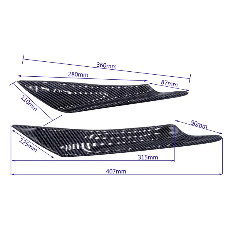 4 قطعة/المجموعة سيارة العالمي الجبهة الوفير الجانب الخارجي المفسد كانار تقليم الجبهة حافة مصد السيارة ديكور زعانف الناشر سيارة الجسم التصميم ديكور #2