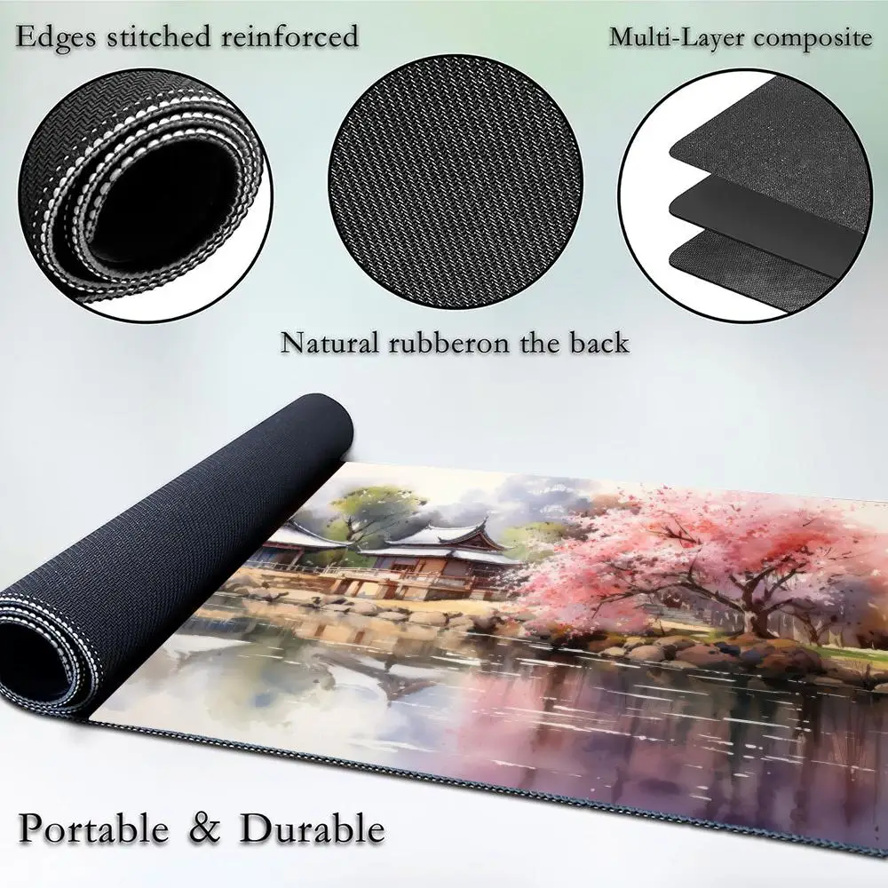 

Большой коврик для мыши, настольный коврик, японский пейзаж, вишневый цвет, Сакура, коврик для мыши, аксессуары для ПК, геймер Xxl, игровые расширенные коврики