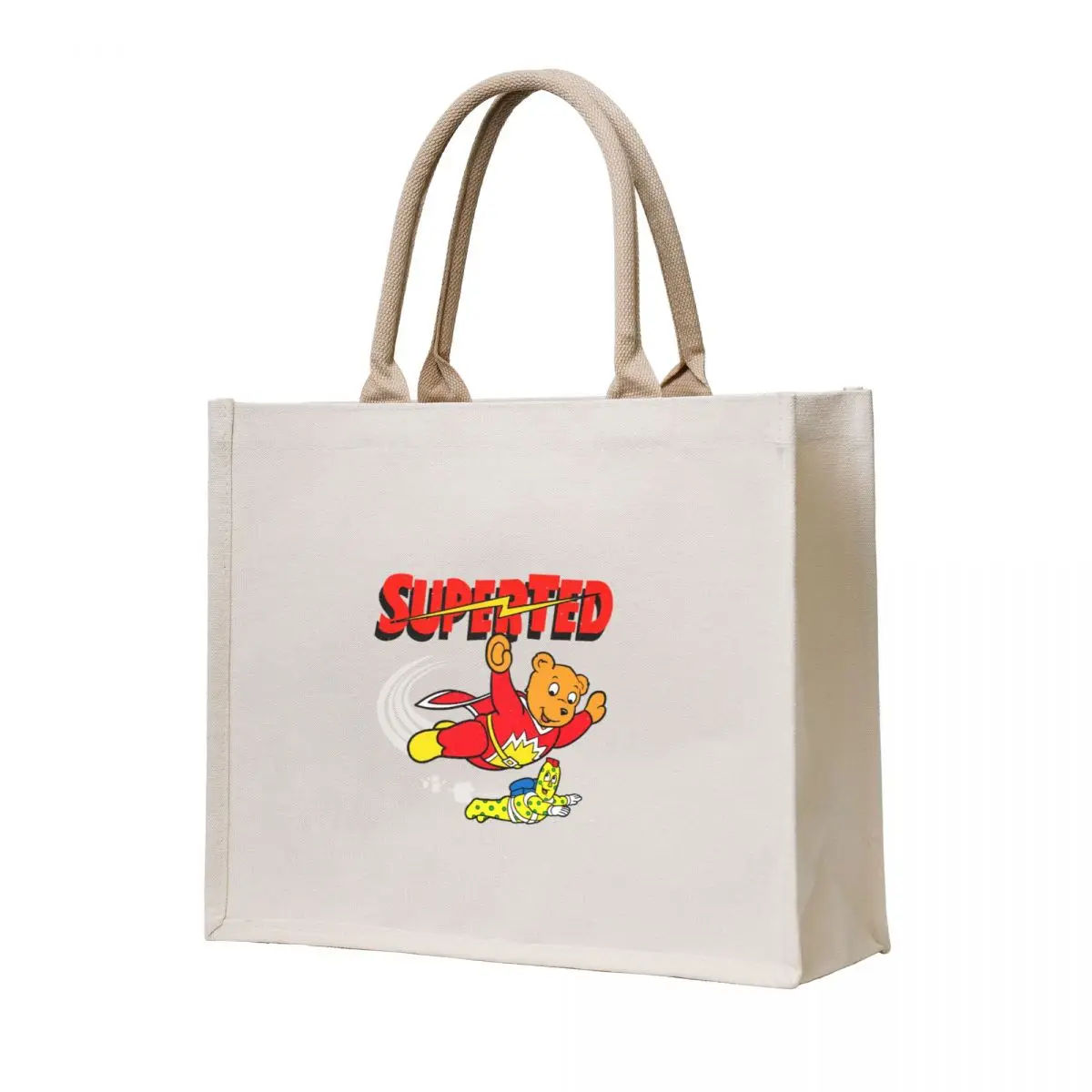 

Superted and Spottyman - Distressed Look Print Tote Bag foldable reusable bag Lady bags tote bag screen