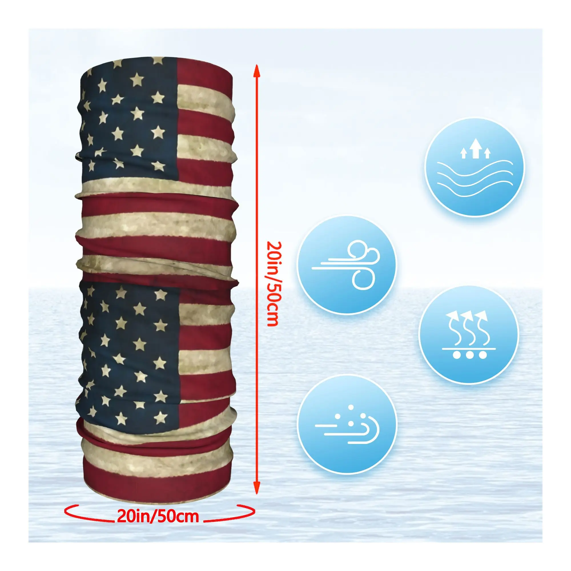 Customization American Flag Bandana Scarf Neckerchief Face Mask - Moisture-Wicking Polyester Suitable For Outdoor Running, Cycli