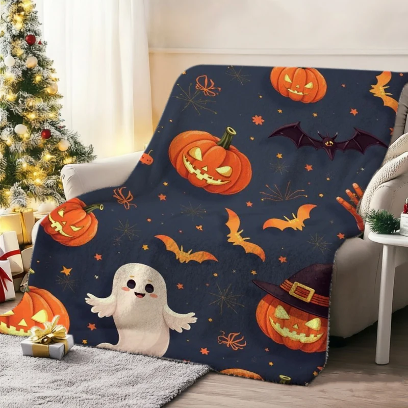 Doodle Bow Ghost Halloween Throw Blanket Sunroom Rest Nook Soft Blanket Guest Quarters Balcony Bedroom Den Gifts