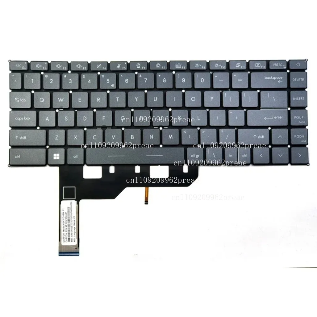 ل MSI Modern 15 A11M/A11ML/A11MU/A11SB/A11SBL/A11SBU & Summit B14/B15/A11MOT/A11MT لوحة مفاتيح بإضاءة خلفية باللون الرمادي والأبيض الأمريكي