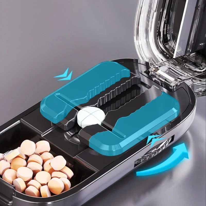 Adjustable Quartering Pill Cutter Storage Box Portable Drug Tablet Medicine Dustproof Divider Organizer Crusher Pill Cutter